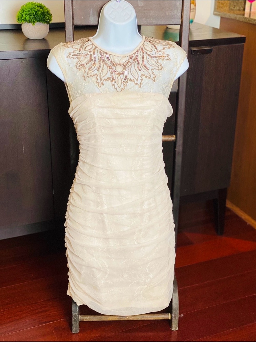 Bebe Beaded Sheath Mini Dress